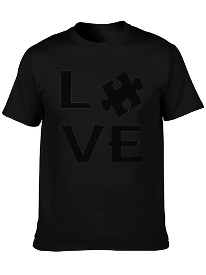 Camiseta Negra LOVE Rompecabezas Autismo Apoyo