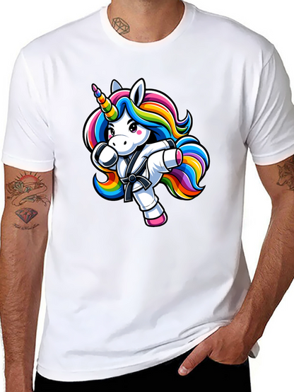 Camiseta Negra Unicornio Karate Kid Divertida