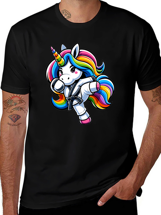 Camiseta Negra Unicornio Karate Kid Divertida
