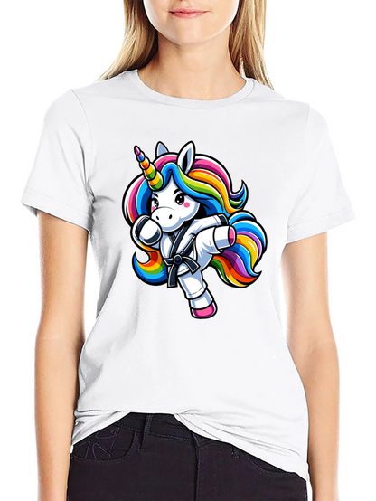 Camiseta Negra Unicornio Karate Kid Divertida