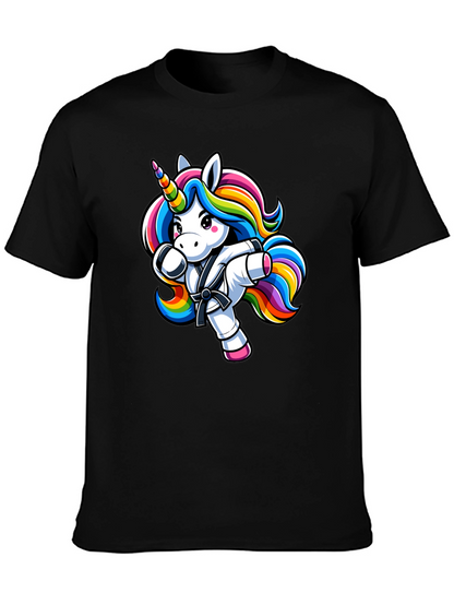 Camiseta Negra Unicornio Karate Kid Divertida