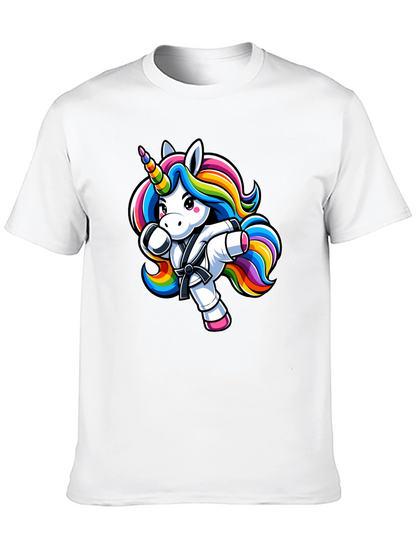 Camiseta Negra Unicornio Karate Kid Divertida