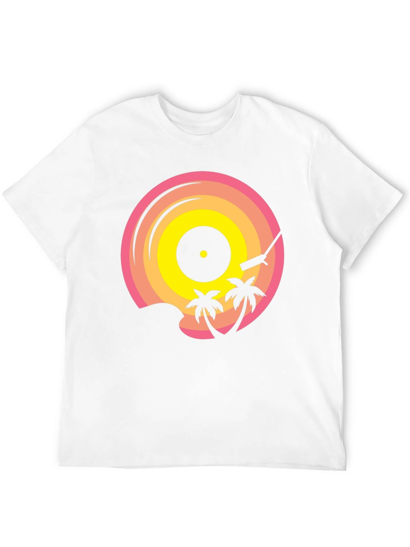 Camiseta Negra con Diseño de Vinilo Tropical