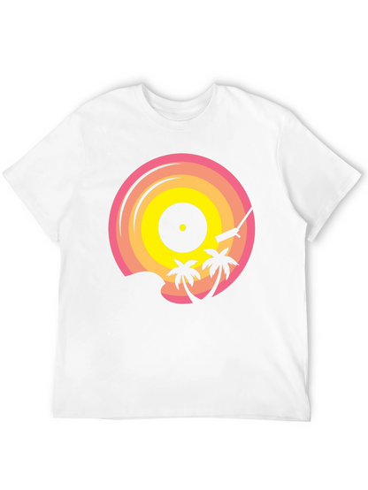 Camiseta Negra con Diseño de Vinilo Tropical