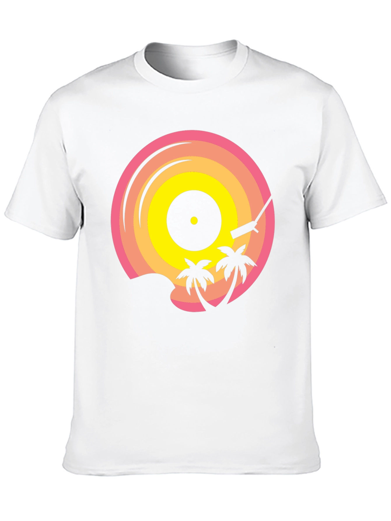 Camiseta Negra con Diseño de Vinilo Tropical