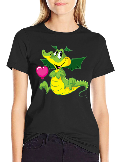 Camiseta Negra con Dragón y Corazón
