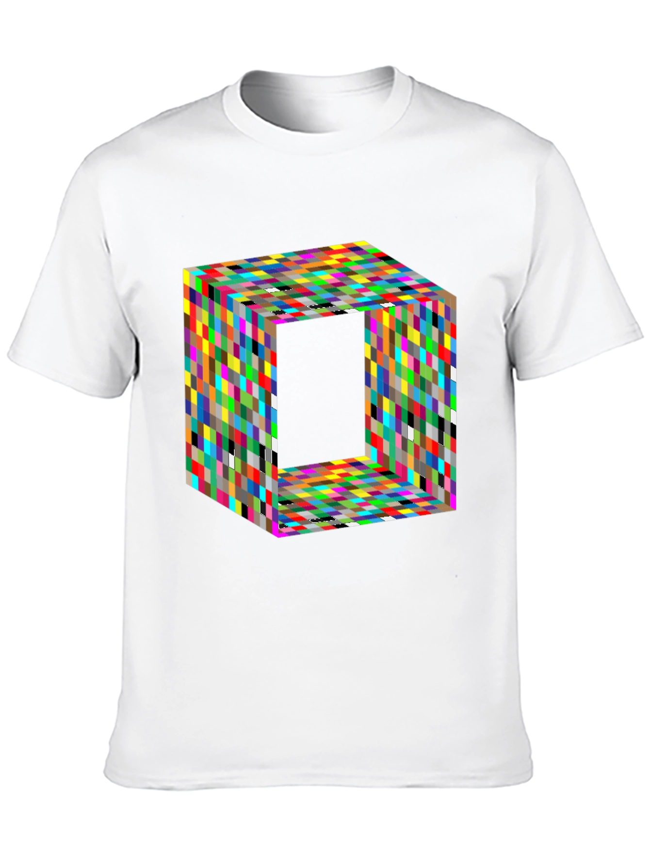 Camiseta Negra con Diseño Cubista Abstracto