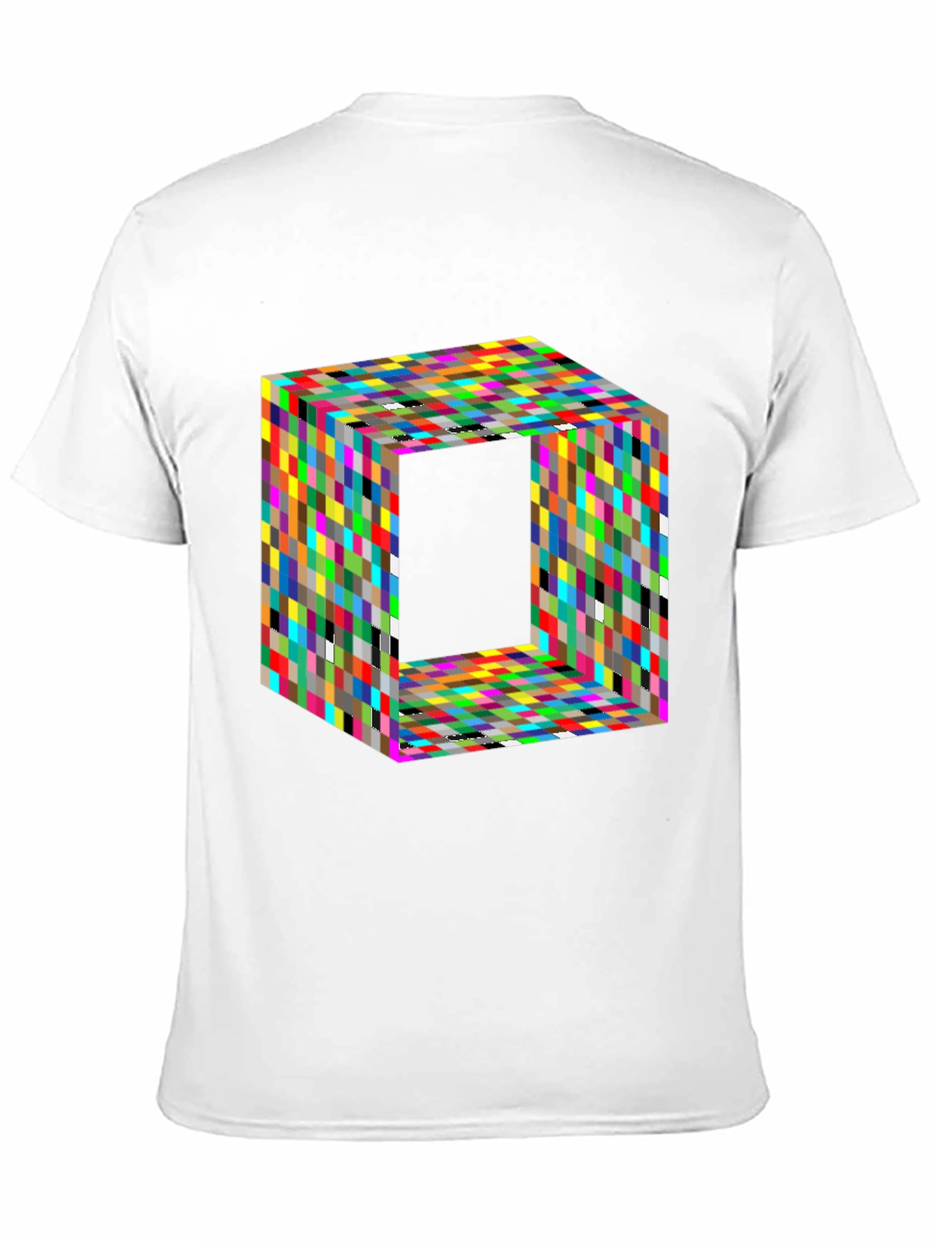 Camiseta Negra con Diseño Cubista Abstracto