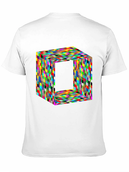 Camiseta Negra con Diseño Cubista Abstracto