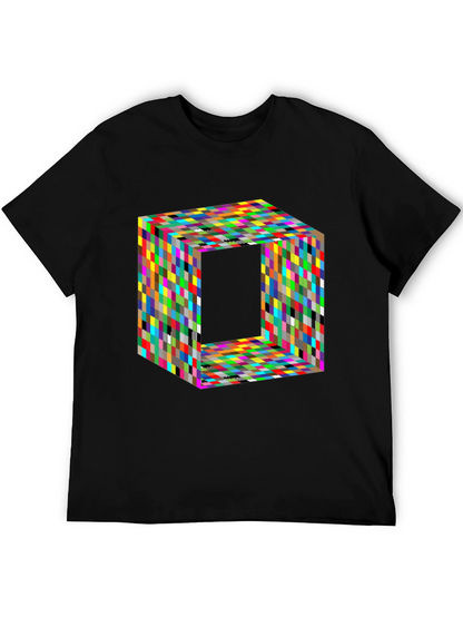Camiseta Negra con Diseño Cubista Abstracto