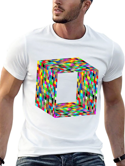Camiseta Negra con Diseño Cubista Abstracto