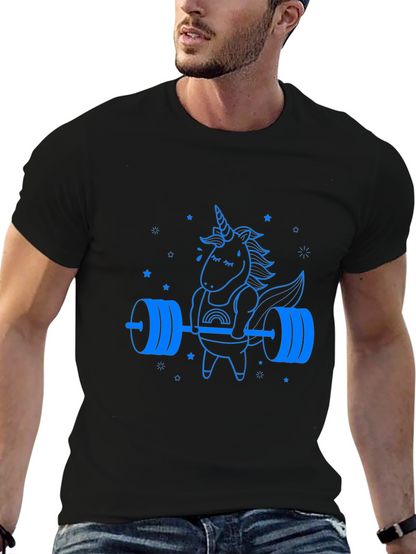 Camiseta Negra Unicornio Levantamiento de Pesas