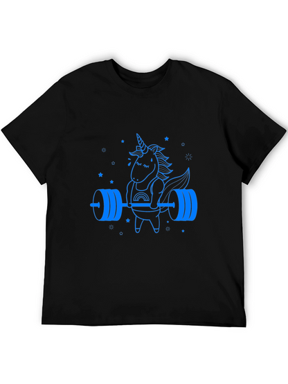 Camiseta Negra Unicornio Levantamiento de Pesas