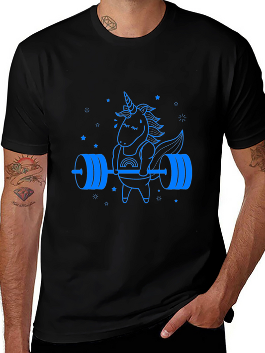 Camiseta Negra Unicornio Levantamiento de Pesas