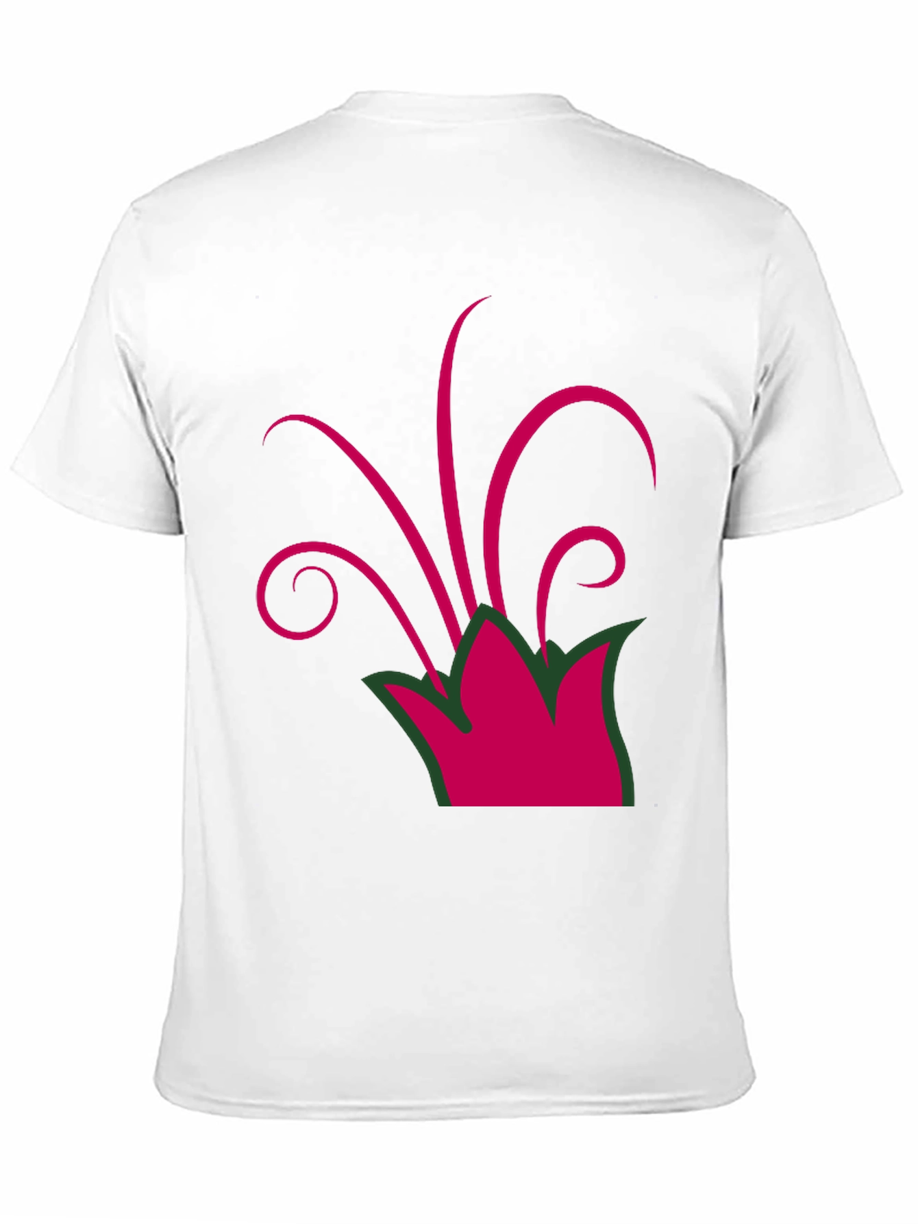 Camiseta Negra con Diseño Floral Abstracto Magenta