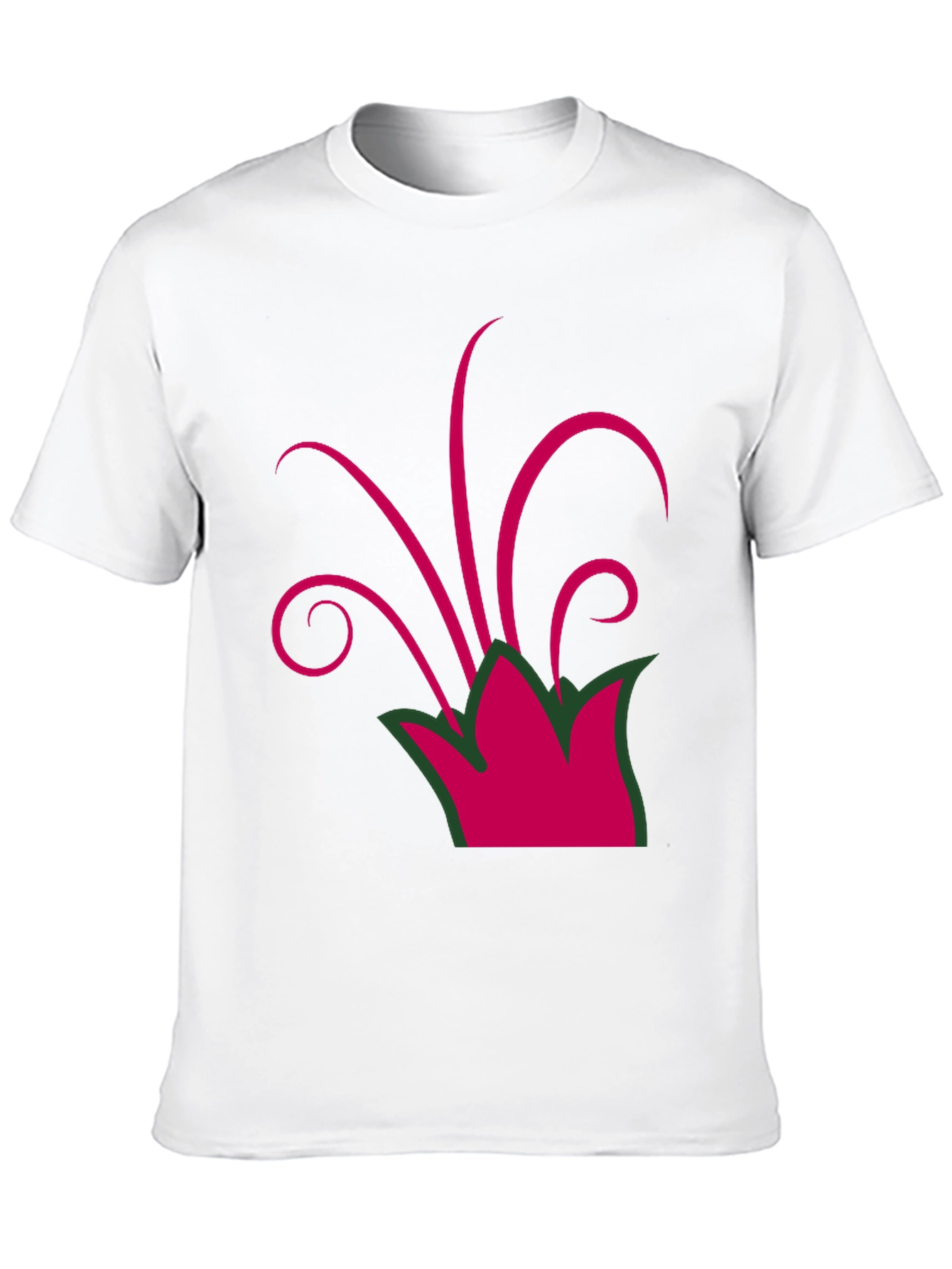 Camiseta Negra con Diseño Floral Abstracto Magenta