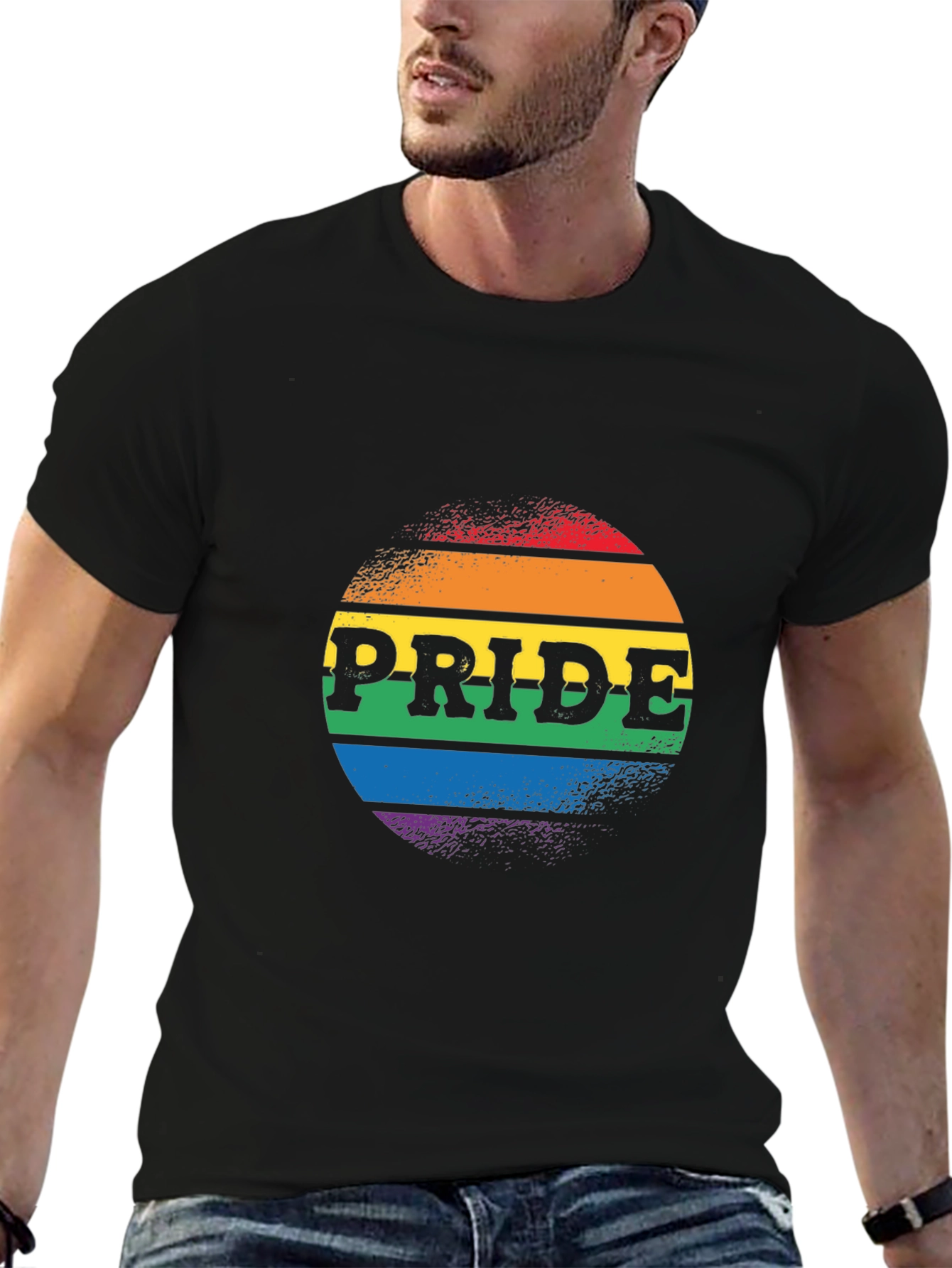 Camiseta Negra Orgullo LGBTQ+ Diseño Circular