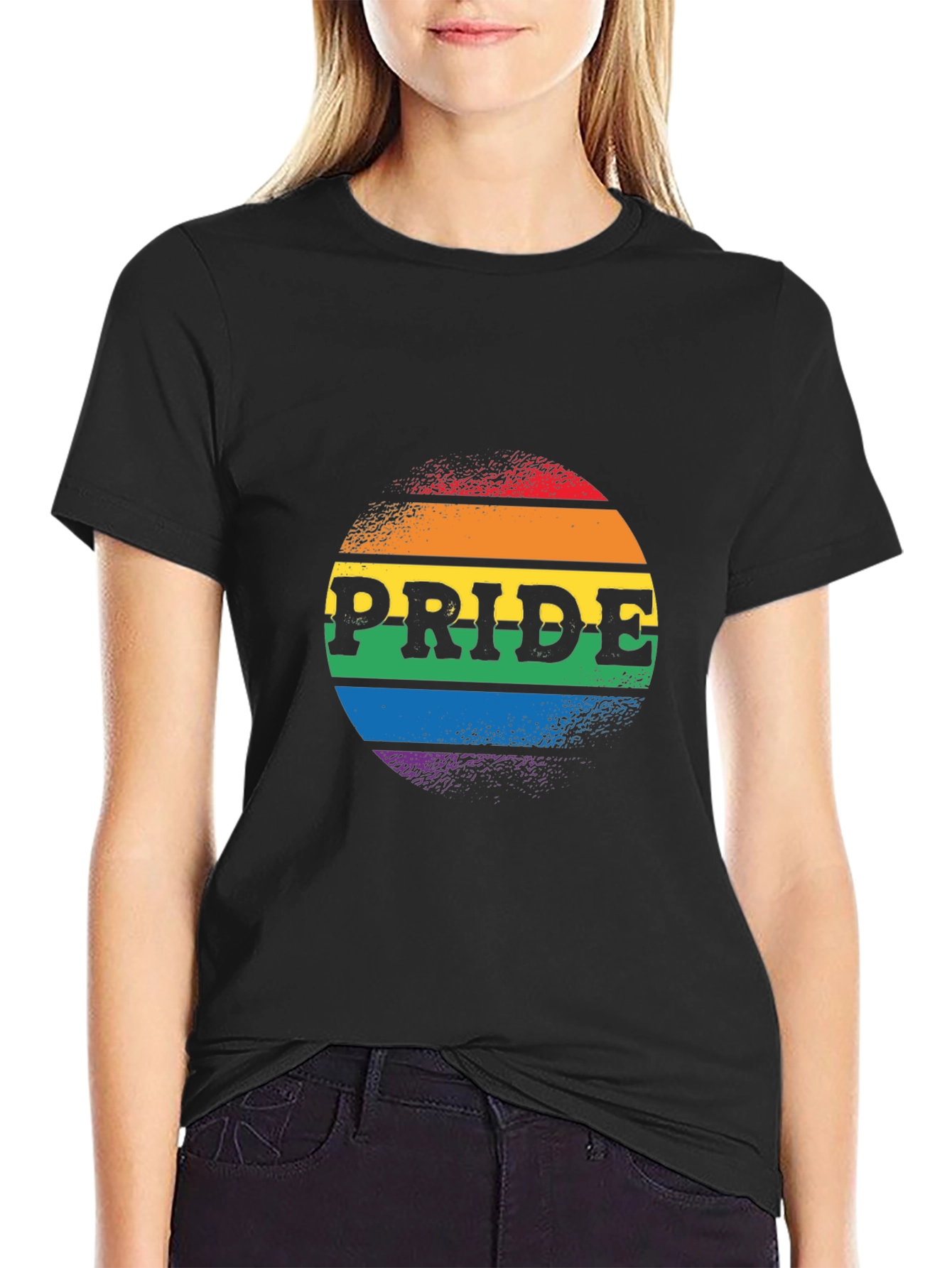 Camiseta Negra Orgullo LGBTQ+ Diseño Circular