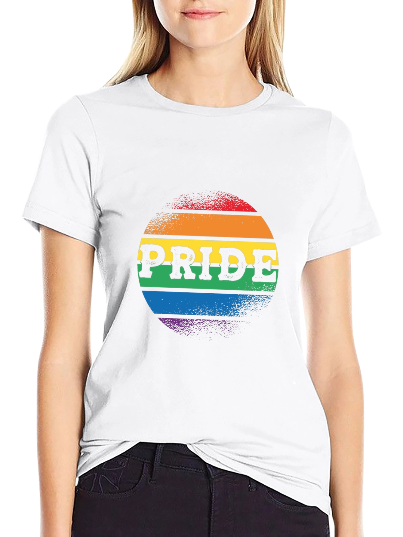 Camiseta Negra Orgullo LGBTQ+ Diseño Circular