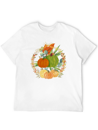 Camiseta Negra con Diseño de Calabazas Otoñales