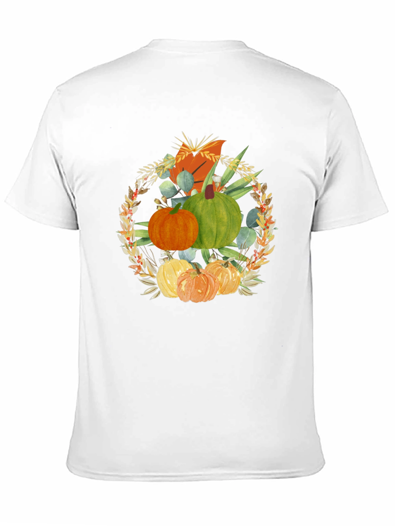 Camiseta Negra con Diseño de Calabazas Otoñales