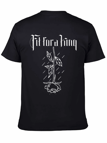 Camiseta Negra Fit for a King con Rosa