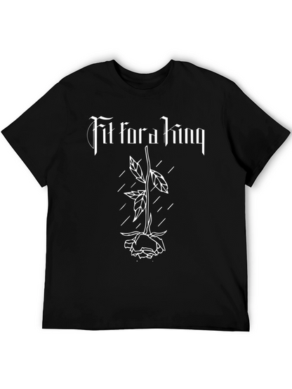 Camiseta Negra Fit for a King con Rosa