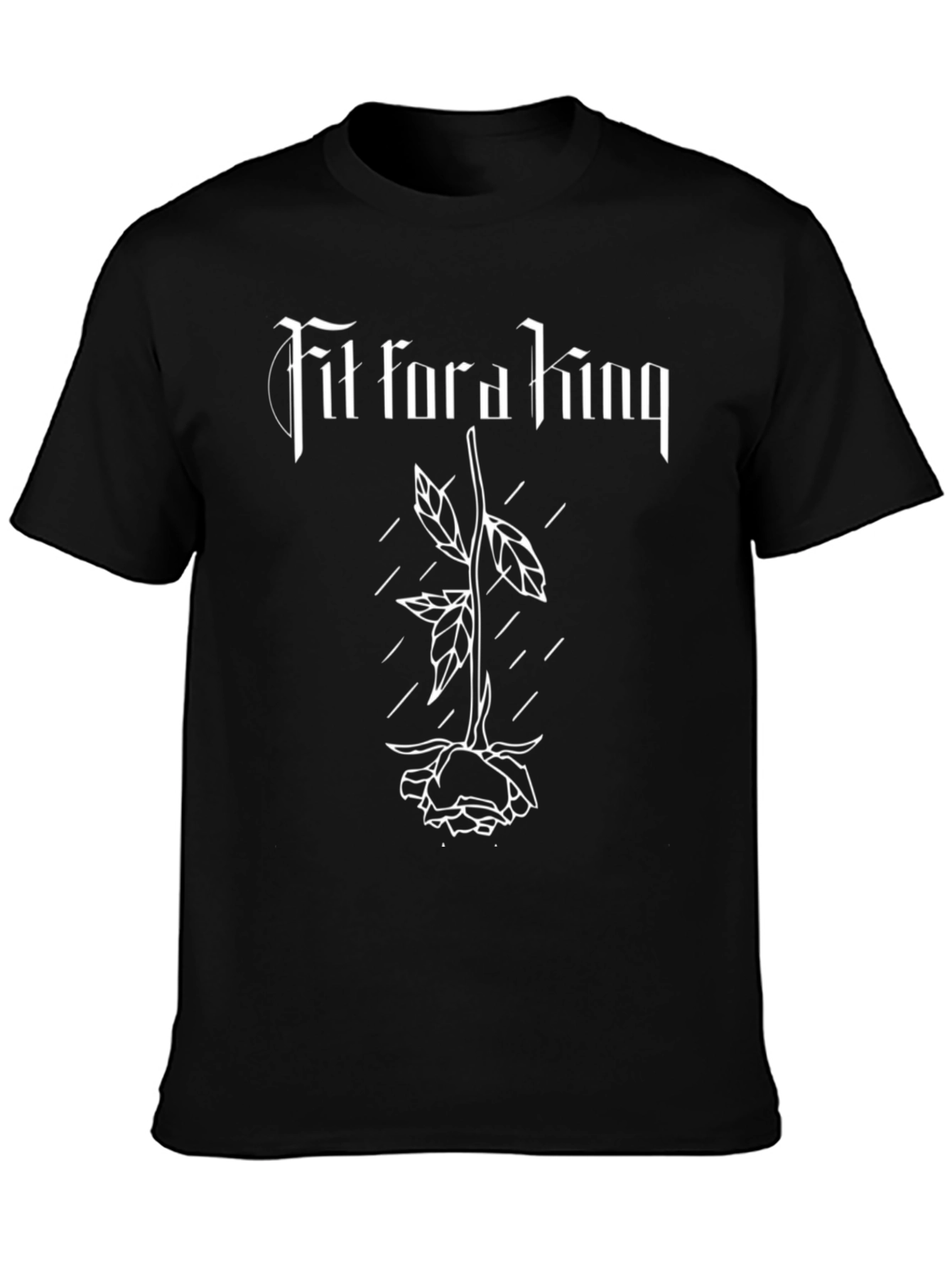 Camiseta Negra Fit for a King con Rosa