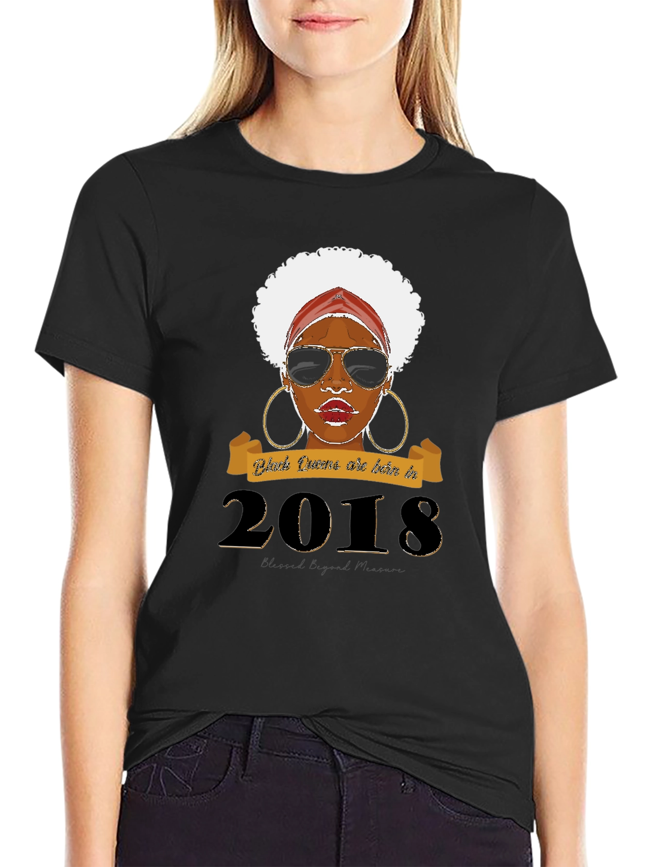 Camiseta Negra con Diseño Reina Afro 2013