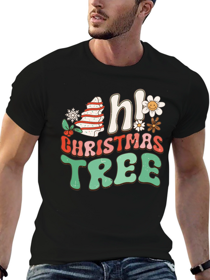 Camiseta Navideña Hi Christmas Tree Retro
