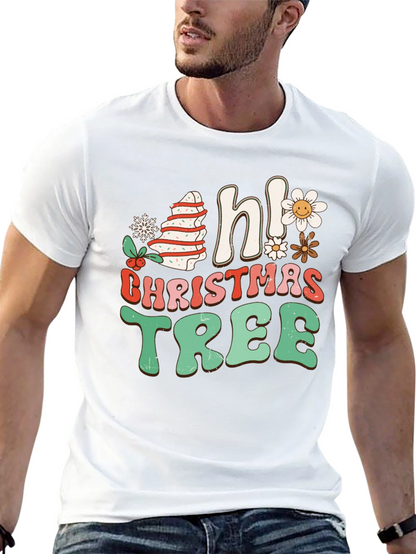 Camiseta Navideña Hi Christmas Tree Retro