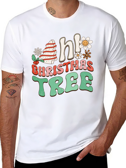 Camiseta Navideña Hi Christmas Tree Retro