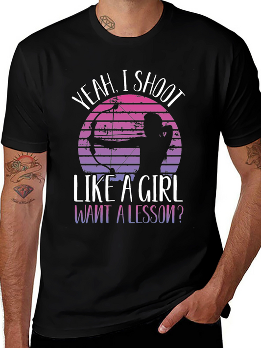 Camiseta Negra de Tiro con Arco: Yeah I Shoot Like a Girl