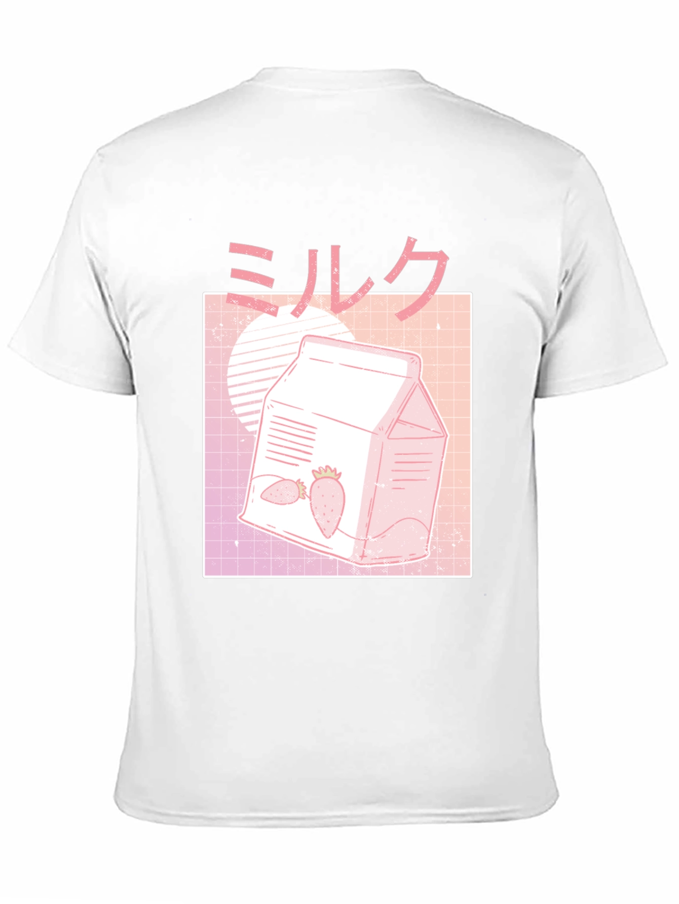 Camiseta Negra con Diseño de Leche de Fresa Estética