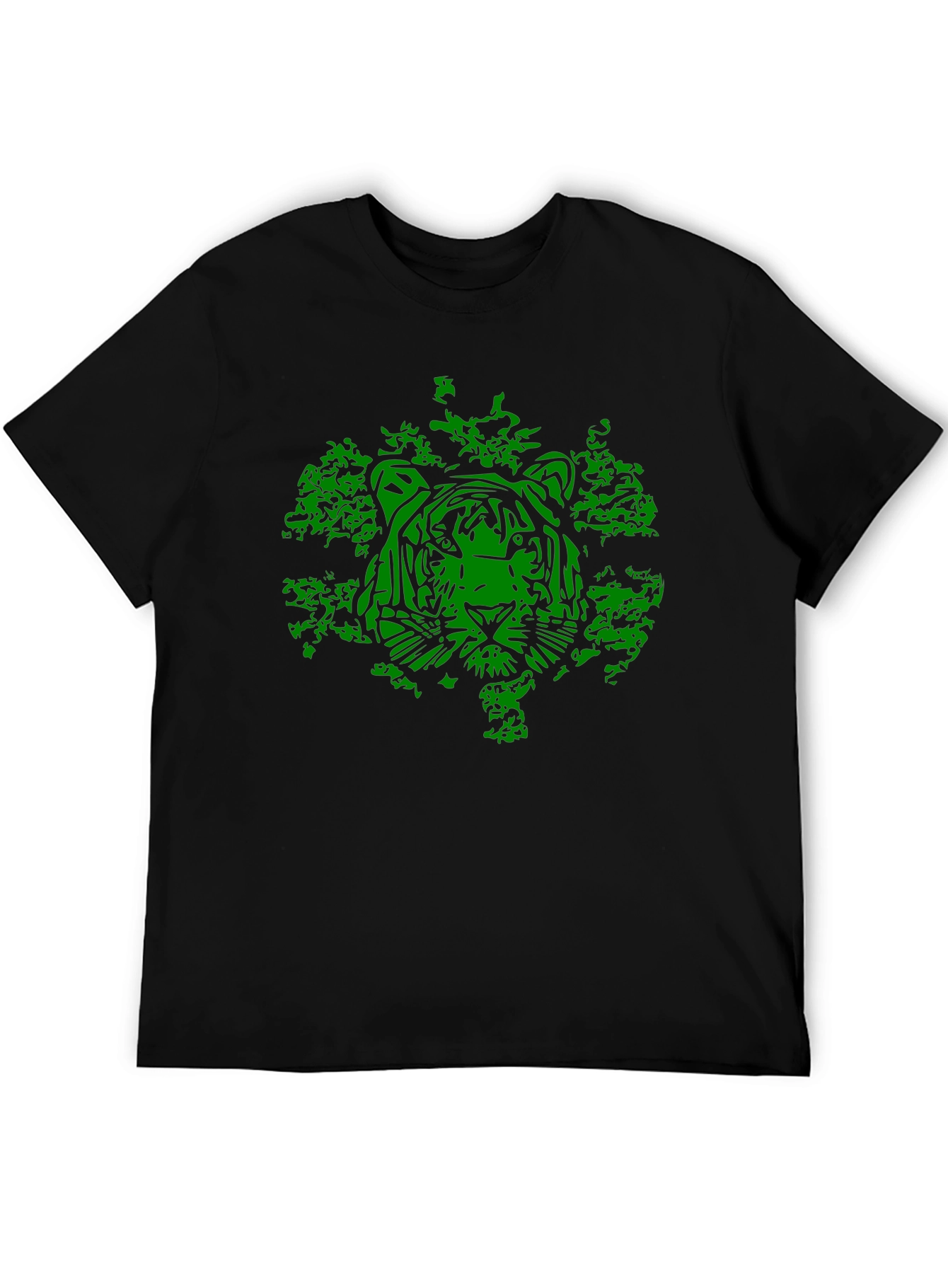 Camiseta Negra con Diseño de Tigre Verde