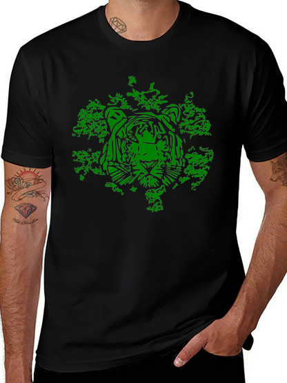 Camiseta Negra con Diseño de Tigre Verde