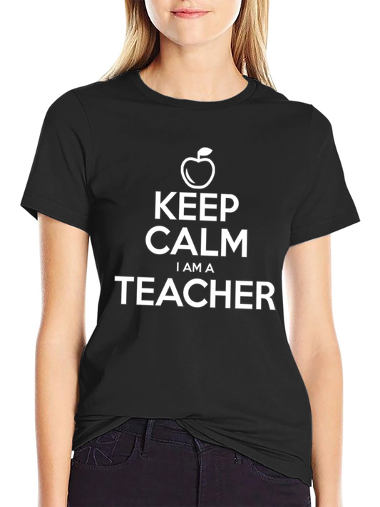 Camiseta Negra - Keep Calm I am a Teacher