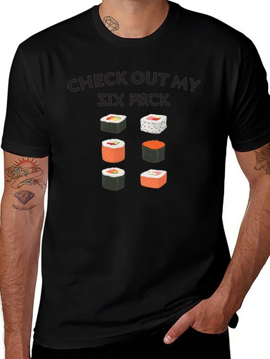 Camiseta Negra: Check Out My Six Pack Sushi