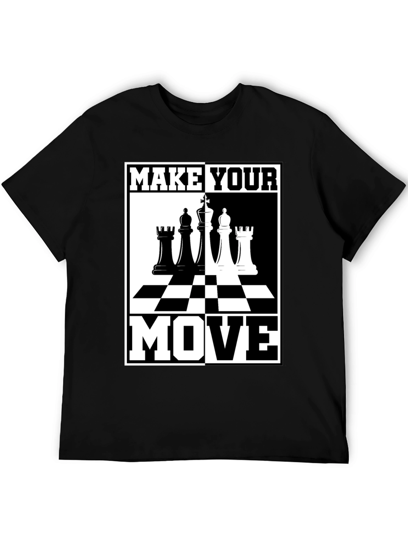 Camiseta Ajedrez Haz Tu Movimiento Negro Algodón