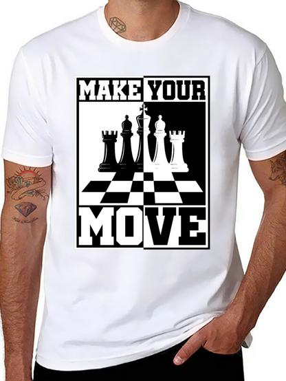Camiseta Ajedrez Haz Tu Movimiento Negro Algodón