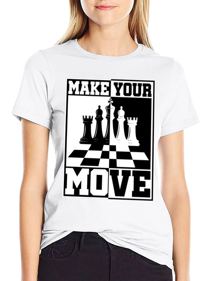 Camiseta Ajedrez Haz Tu Movimiento Negro Algodón
