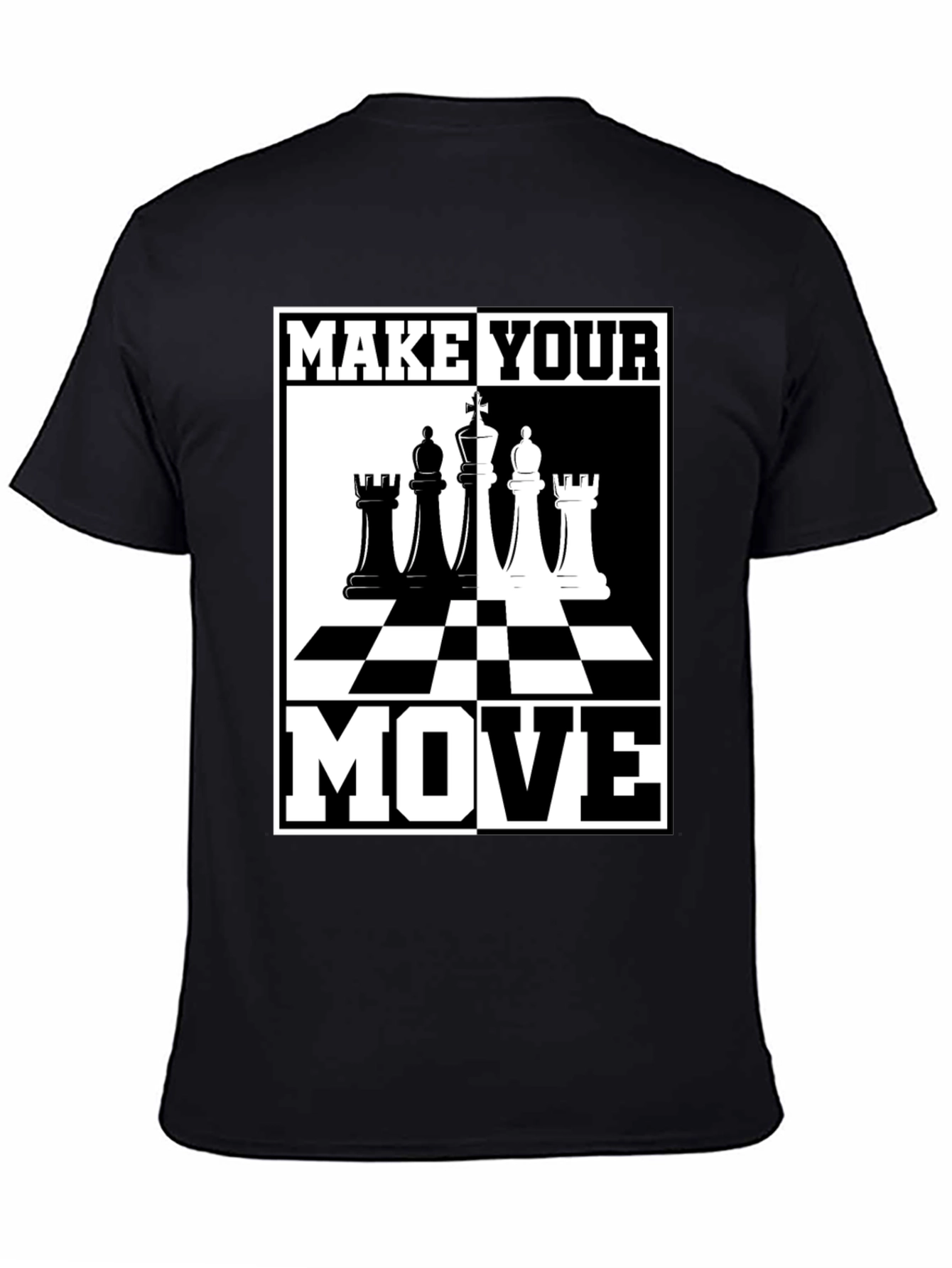 Camiseta Ajedrez Haz Tu Movimiento Negro Algodón