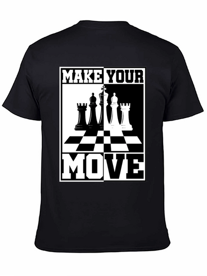 Camiseta Ajedrez Haz Tu Movimiento Negro Algodón