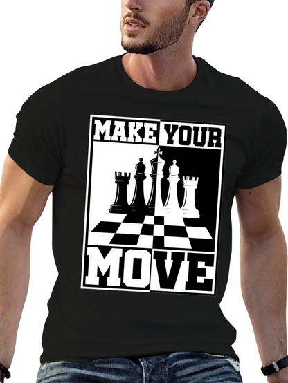 Camiseta Ajedrez Haz Tu Movimiento Negro Algodón
