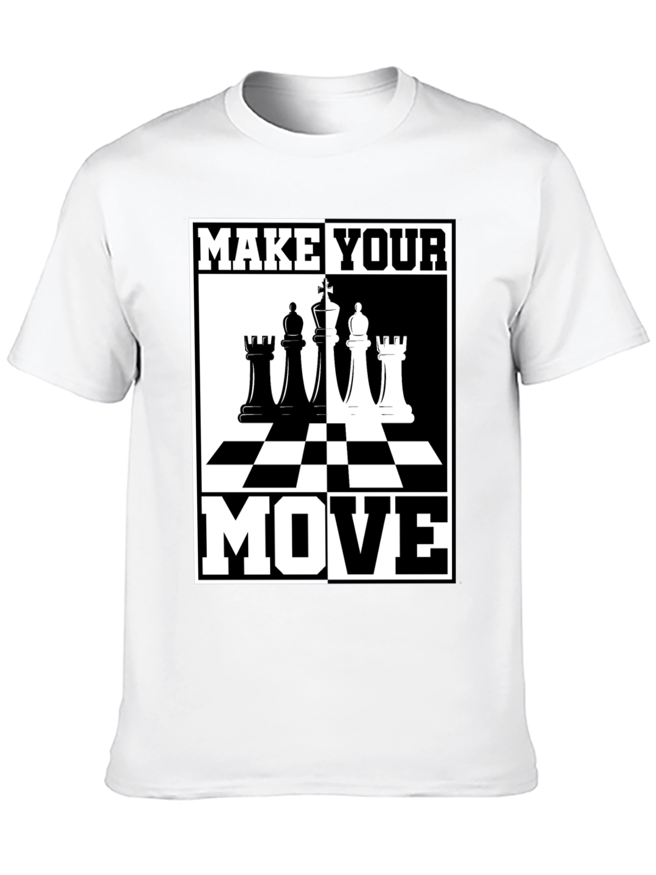 Camiseta Ajedrez Haz Tu Movimiento Negro Algodón