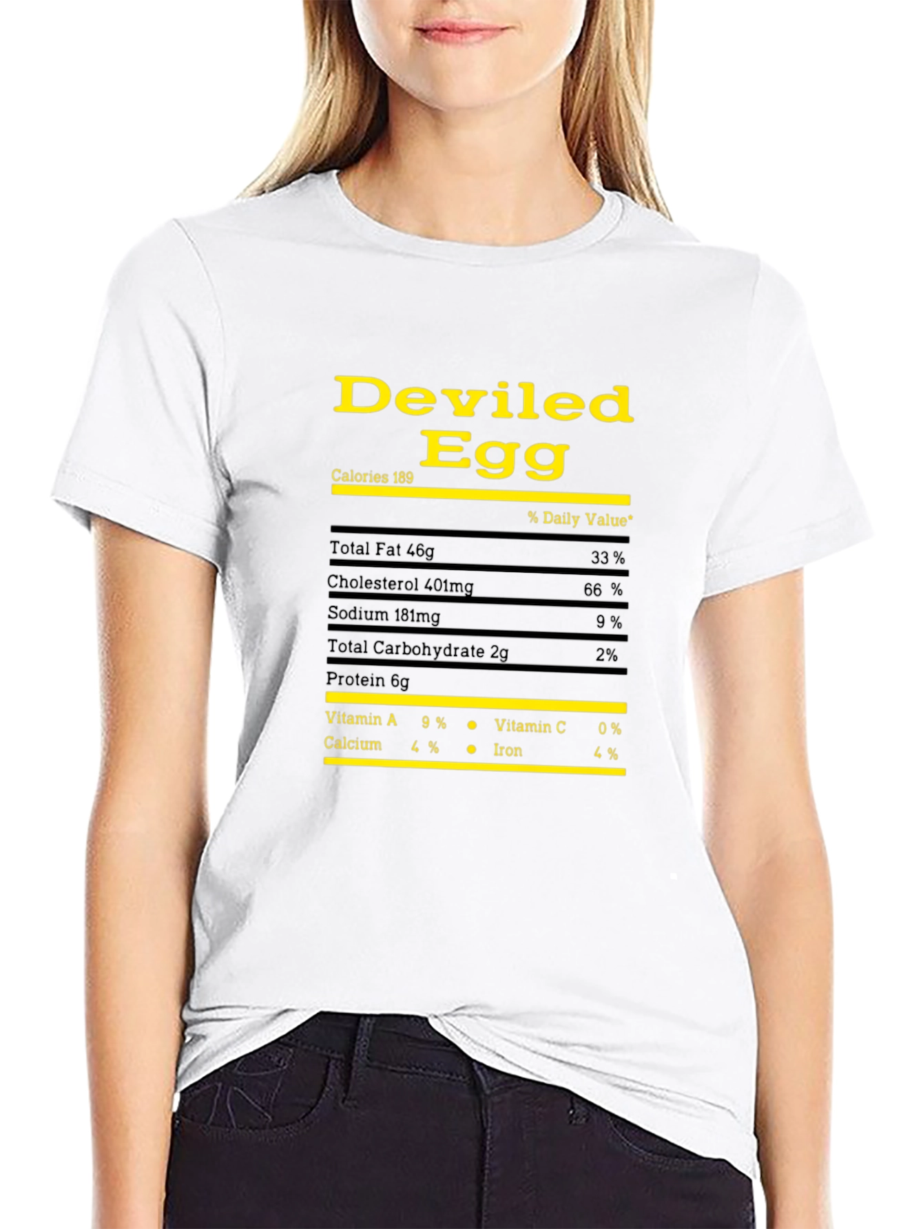 Camiseta Negra Huevo Endiablado - Información Nutricional Divertida