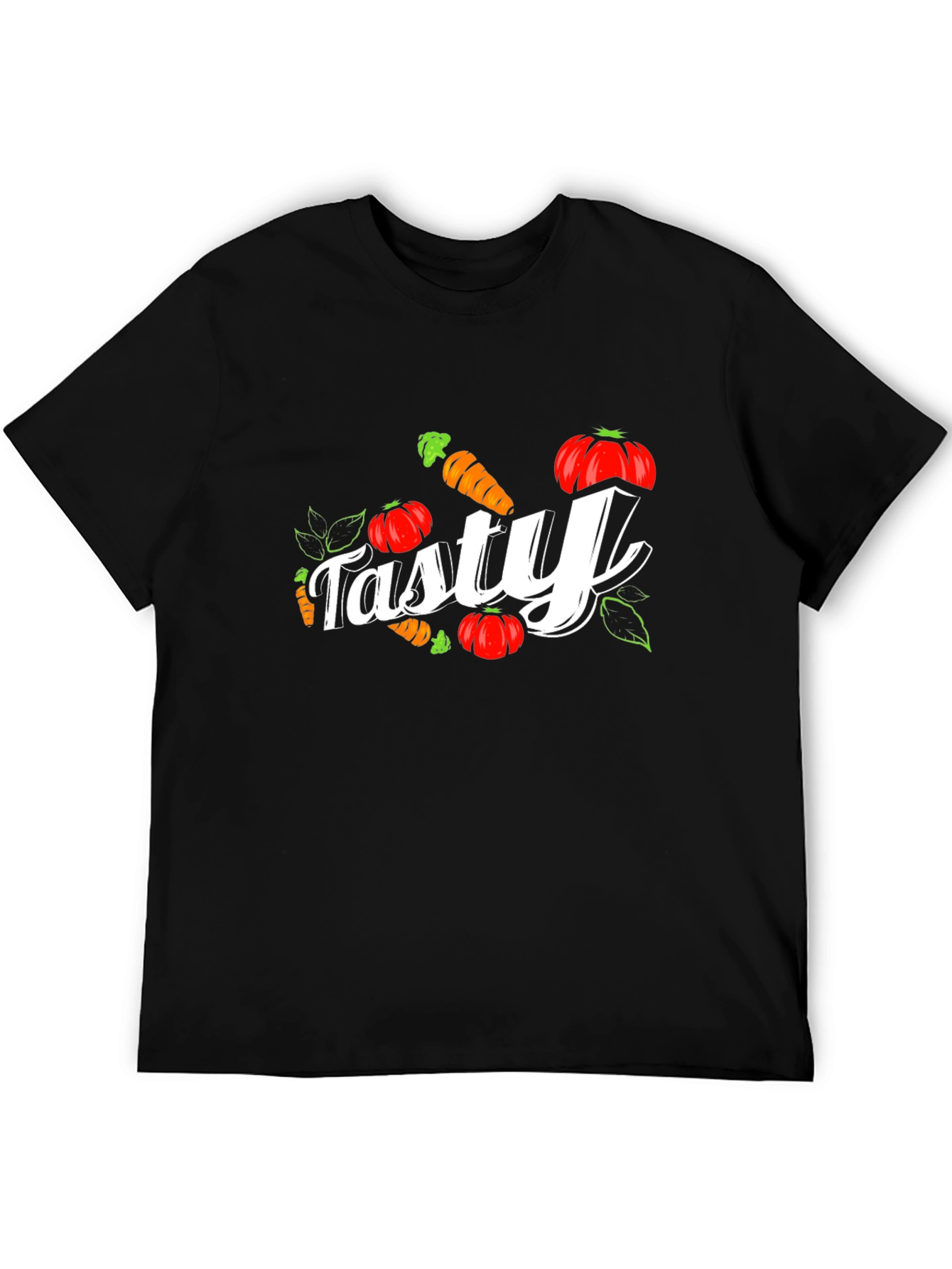 Camiseta Negra Tasty con Zanahorias y Calabazas