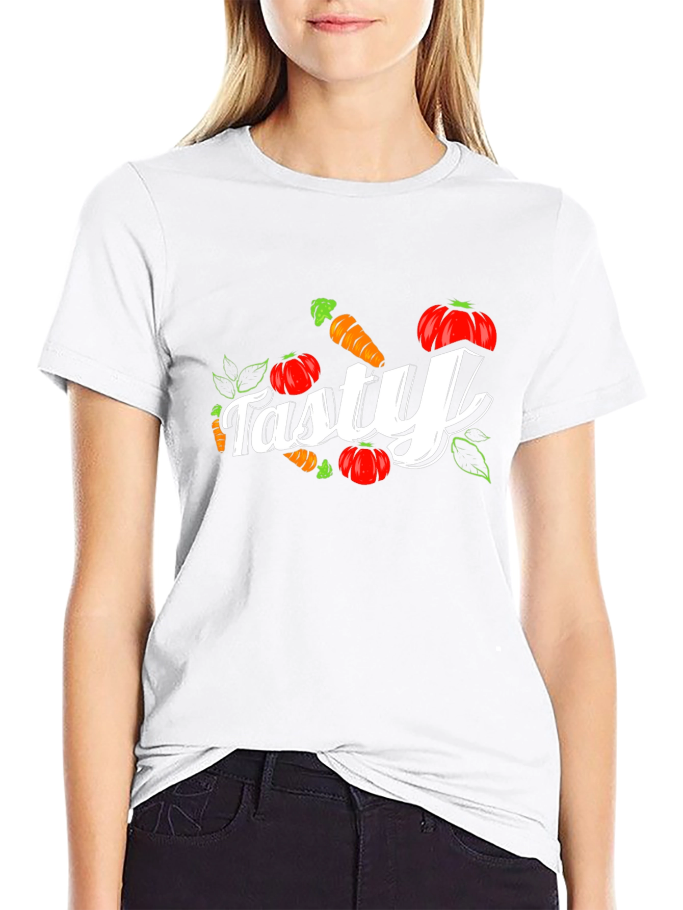Camiseta Negra Tasty con Zanahorias y Calabazas