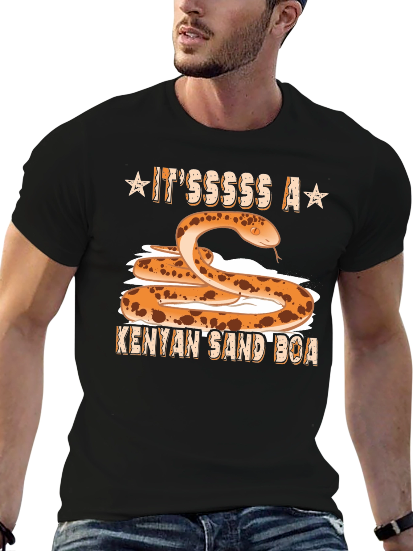 Camiseta Negra con Diseño de Boa de Arena Keniana