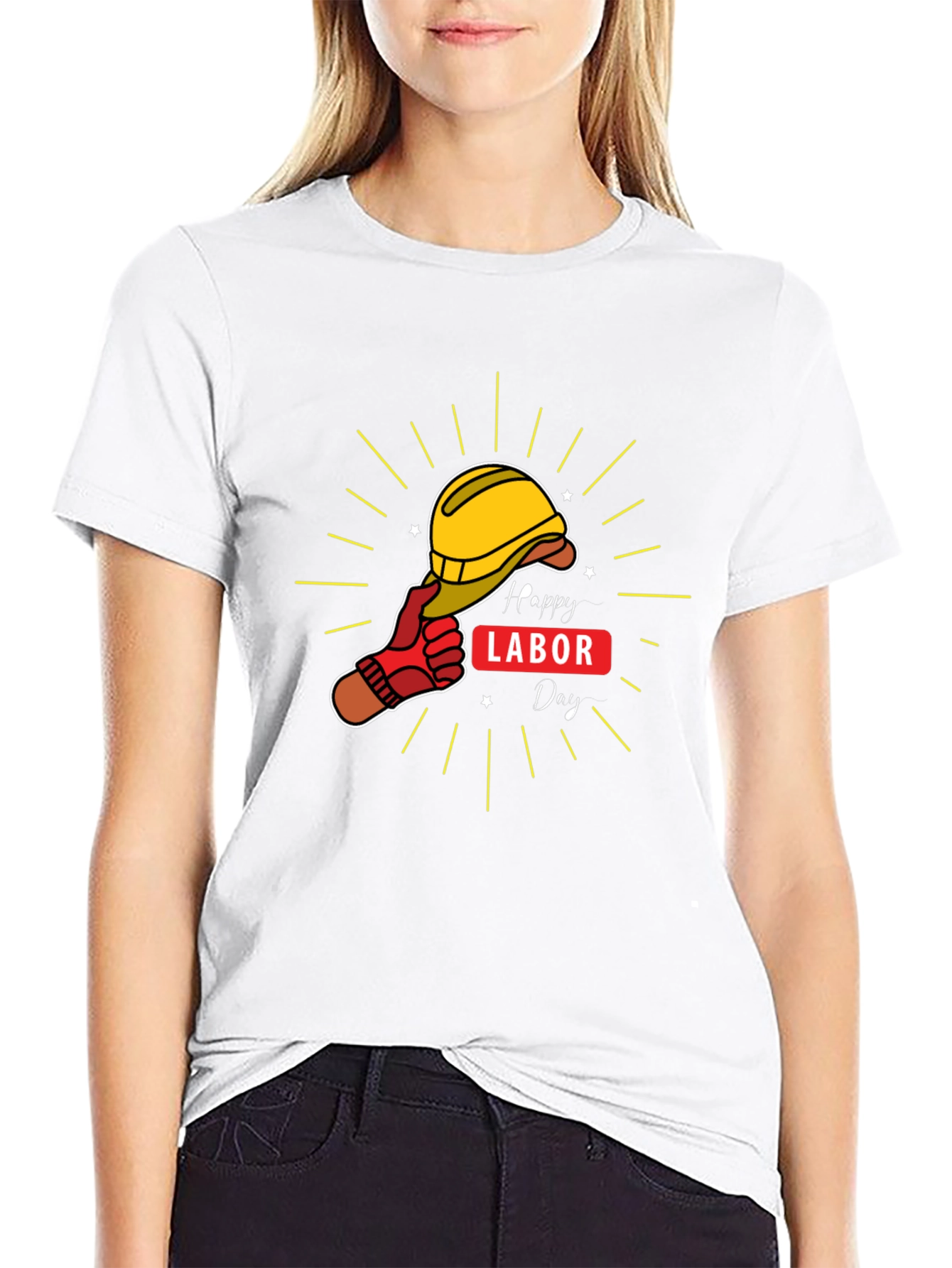 Camiseta Negra Feliz Día del Trabajo